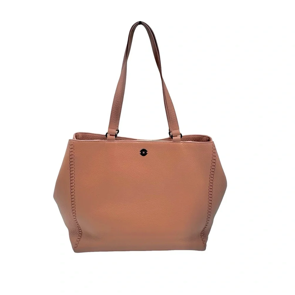 DAGNER DOVER - ALLYN soft pink pebble leather tote bag - laptop compartment